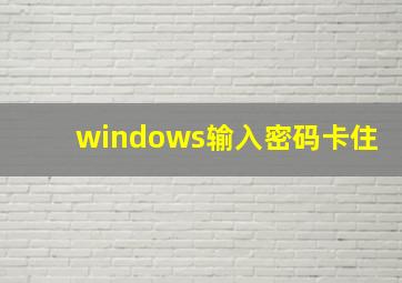 windows输入密码卡住