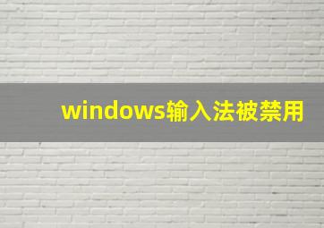 windows输入法被禁用