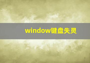 window键盘失灵