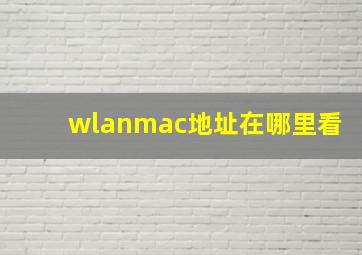 wlanmac地址在哪里看