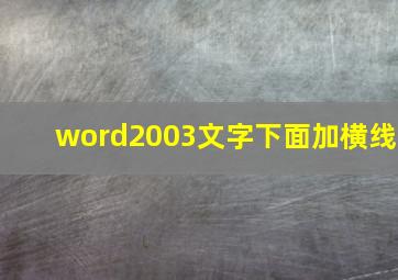 word2003文字下面加横线