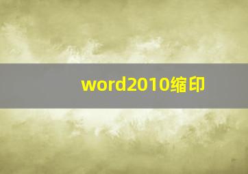 word2010缩印