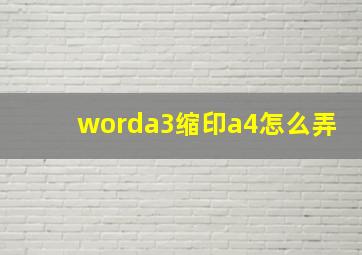 worda3缩印a4怎么弄