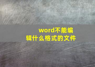 word不能编辑什么格式的文件