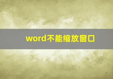 word不能缩放窗口