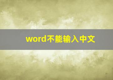 word不能输入中文