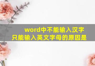 word中不能输入汉字只能输入英文字母的原因是