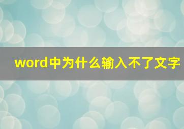 word中为什么输入不了文字