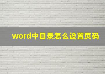 word中目录怎么设置页码