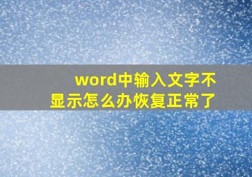 word中输入文字不显示怎么办恢复正常了