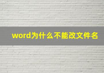 word为什么不能改文件名