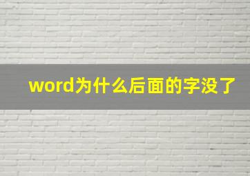 word为什么后面的字没了