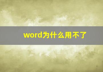 word为什么用不了