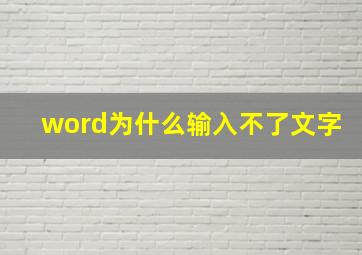 word为什么输入不了文字