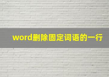 word删除固定词语的一行