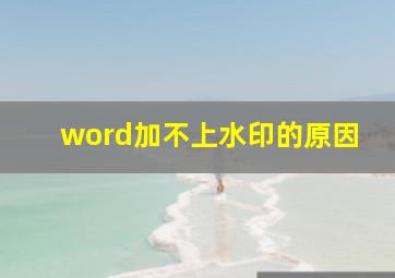 word加不上水印的原因