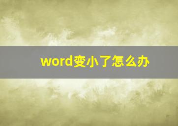 word变小了怎么办