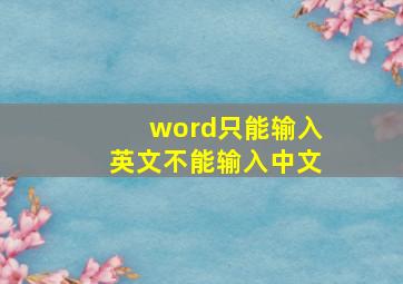 word只能输入英文不能输入中文