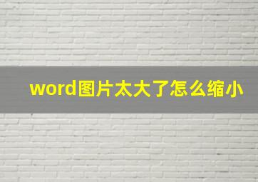 word图片太大了怎么缩小