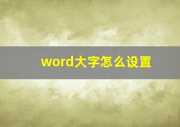 word大字怎么设置