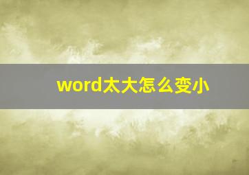 word太大怎么变小