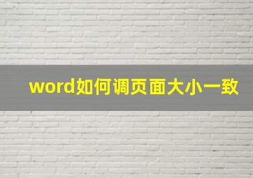 word如何调页面大小一致