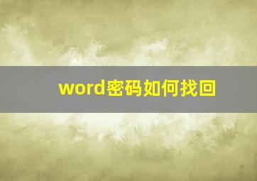 word密码如何找回