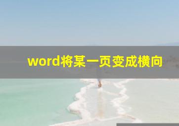 word将某一页变成横向