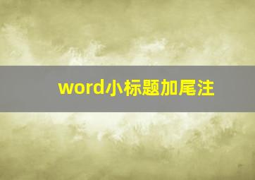 word小标题加尾注