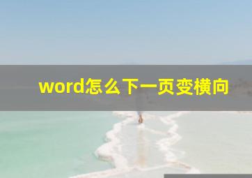 word怎么下一页变横向