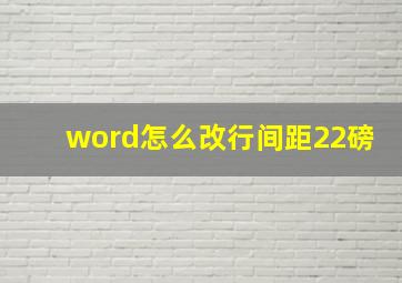 word怎么改行间距22磅