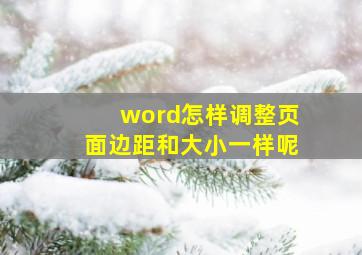 word怎样调整页面边距和大小一样呢