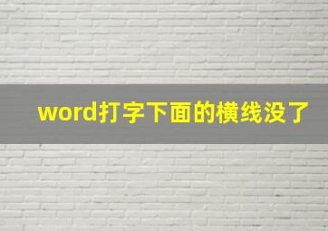 word打字下面的横线没了