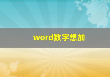 word数字想加