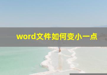 word文件如何变小一点