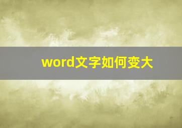 word文字如何变大