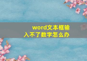 word文本框输入不了数字怎么办