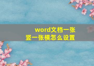 word文档一张竖一张横怎么设置