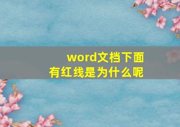 word文档下面有红线是为什么呢