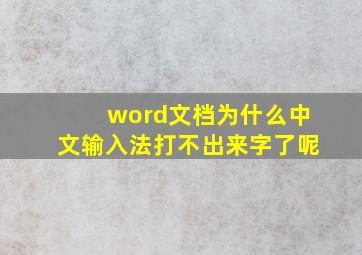 word文档为什么中文输入法打不出来字了呢