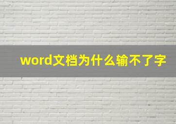 word文档为什么输不了字