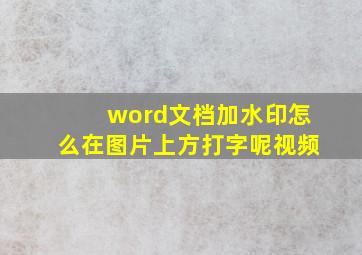 word文档加水印怎么在图片上方打字呢视频