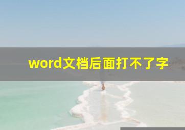 word文档后面打不了字