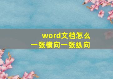 word文档怎么一张横向一张纵向