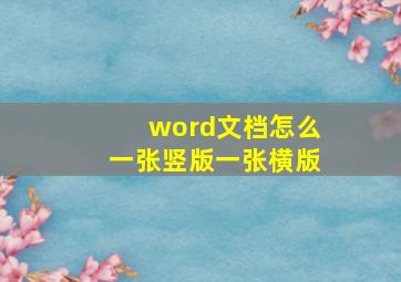 word文档怎么一张竖版一张横版