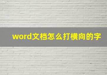 word文档怎么打横向的字