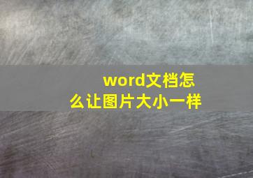 word文档怎么让图片大小一样