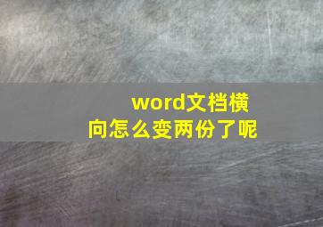 word文档横向怎么变两份了呢