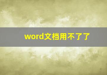 word文档用不了了