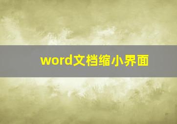 word文档缩小界面